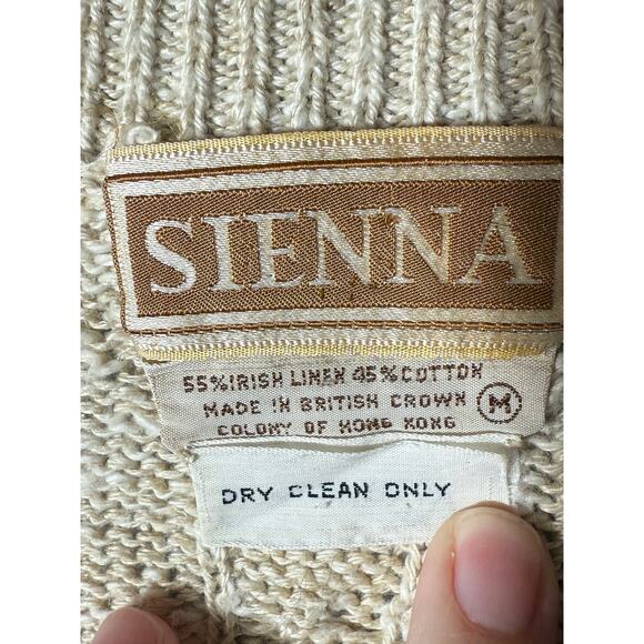 Vintage Sienna Linen Cotton Blend Chunky Knit Sweater Size Medium - Picture 2 of 3